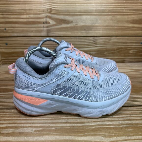 Hoka One One Women's Athletic Shoes in Gray and Pink - Picture 1 of 8